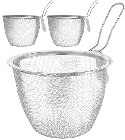 BESTYASH Lot De 3 Passoires Inox À Mailles Fines Panier À Friture Passoire Cuisine Multifonction Filtre Pour Nouilles Raviolis 6.81X4.41X3.74In Facile À Nettoyer