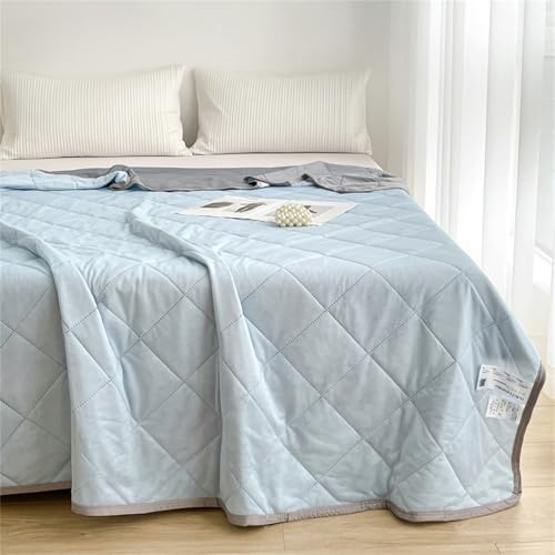 Odot Edredón Verano Cama 100/150/180/200, Reversible Edredon Fresco Verano Sin Funda - Ligera y Respirable Manta de Enfriamiento para Días Calurosos, (Azul Cielo sólido,100 * 150cm)