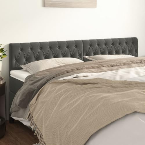 SooIarix Huvuddelar mörkgrå sammet 180 x 78/88 cm justerbar höjd med robusta träben, mjuk väggkudde för säng, optimalt ryggstöd, modern väggkudde för sovrum
