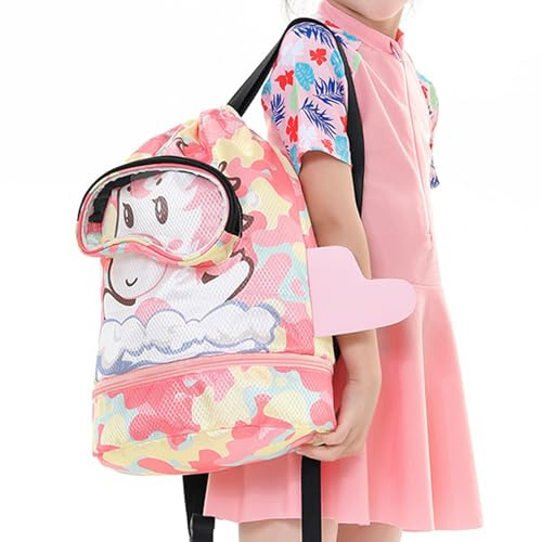 ZXTGBQ Bolsas de Piscina con Forma de Unicornio para Niños, Mochila Deportiva con Cordón para Niñas, Mochila Deportiva de Gran Capacidad para Piscina, Playa, Viajes y Colegio