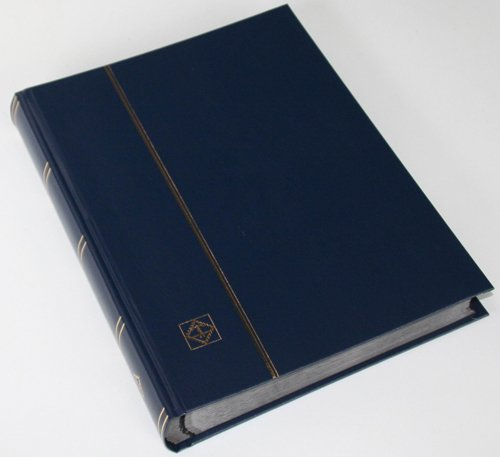 64 schwarze Seiten LEUCHTTURM Einsteckbuch Briefmarkenalbum Einband dunkelblau wattiert