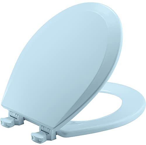 Bemis 500EC 464 Wood Toilet Seat with Easy Clean & Change Hinges, Round, Dresden Blue