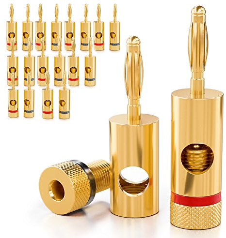 deleyCON 20x Fiche Banane Plaqué Or et Vissable pour Câbles Boîtiers Amplificateurs Récepteurs AV Amplificateurs de Puissance HiFi Chaînes Stéréo