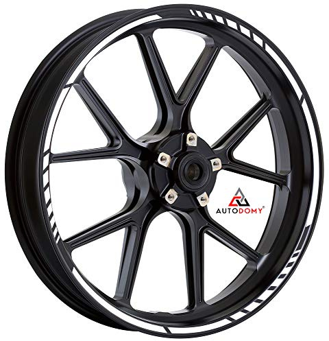 Autodomy Pack 6 Units Wheel Rim Stickers Desing Sport | Complete set for 2 Motorcycle Wheel Stripes 15 to 19 Resistant Rain and UV | Motorbike Stickers White