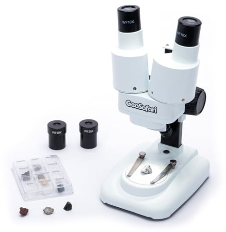 Educational Insights GeoSafari Stereoscope - Introductory Stereo Microscope for Kids 8-12, Science Kit for Homeschool and Classroom STEM Experiments, Kids Microscope Kit with Rock Specimens