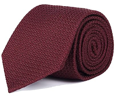 Oliver Wicks Burgundy Grenadine 100% Silk Tie - Made in Italy, Hand-Finished & Tipped, Small Batch, Premium Men’s Accessory, 8cm Wide, 150cm Long