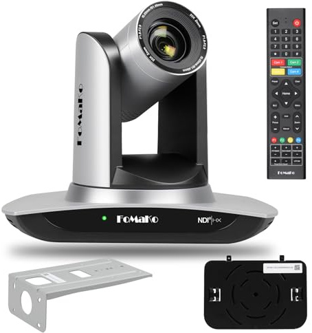 FoMaKo Telecamera NDI PTZ Camera con Tracciamento AI, Zoom Ottico 20x, Uscita HDMI IP USB3.0 Telecamera PTZ per Streaming Live YouTube/Twitch/Eventi/Chiesa, PoE 1080P60 (NDI 6 & NDI HX3 Certified)