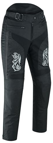 warrior gears Graphic Women Motorcycle Ladies Motorbike Trousers Waterproof Windproof Thermal Lining Protective Removable CE Armour Biker Pant Black