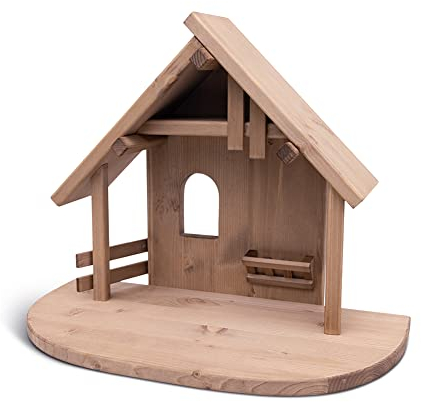 FRITZ COX Krippenstall 'Heidestall' gebeizt aus Holz | handgearbeiteter in Deutschland