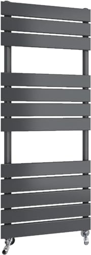 Radbliss Radiador toallero de baño 1200 x 450 mm (alto x ancho) mm antracita panel plano calefacción central escalera RAD