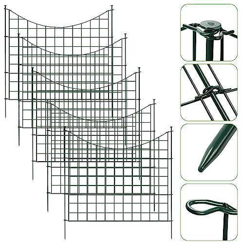 Lospitch Clôture d'étang - 33 pièces - 15 éléments de clôture et 16 barres de fixation - Clôture de jardin en métal - Clôture de jardin - Clôture en métal - Enclos extérieur - Clôture en treillis -