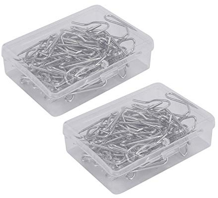 Wlauqueta Confezione da 100 ganci per tende in metallo, ganci per drappeggi con scatola trasparente, per tende da finestra, tende da porta e tende da doccia