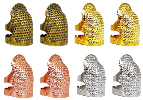 8 Pack Adjustable Metal Thimbles – Protective Finger Guards for Sewing & Crafts, Comfortable Fingertip Shields with Size Adjustment, Durable Needlework Accessories