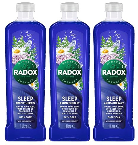 Radox Mineral Therapy Bath Soak with Nature Inspired Unique Blend of Herbs for Men and Women pH Skin Neutrally Blended for All Skin Types Body Cleanser, 1 Litre (3 Pack, Sleep Aromatherapy)