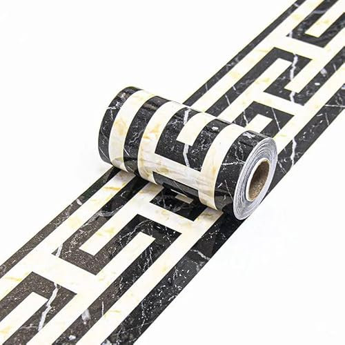 Guest Ruyunlai Bordure de papier peint Frise Murale Adhesive Bordure Papier Peint Frise Autocollante pour Cuisine, Salle de Bains, Plafond, Salon, Chambre Décoration Murale Noir-42 10cm X 500cm