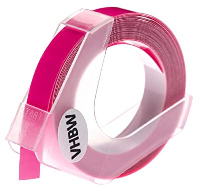 vhbw 3D Prägeband-Schriftband-Kassette kompatibel mit Motex 5500B, 5500A Etiketten-Drucker 3m x 9mm Weiß auf Neon-Pink