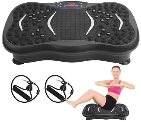 Mibest Vibration Plate Exercise Machine for Lymphatic Drainage & Weight Loss â Vibration Platform with Remote Control & Resistance Bands for Full Body Workout Fat Burn for Women & Men