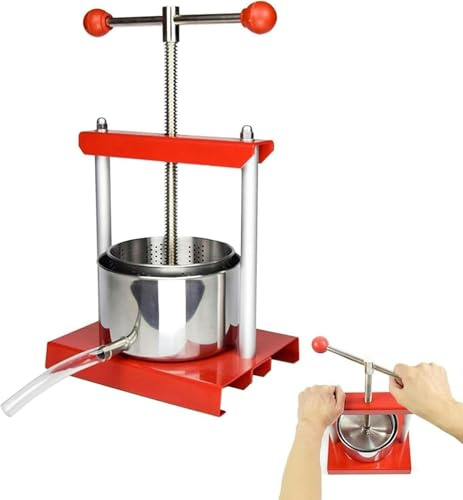 LYJYUJIE Presse - Tomates, Presse - Agrumes Manuel en Acier Inoxydable, Presse - Vin Manuel avec Tube D'extension pour Miel, Jus De Fruits, Raisin, Huile De Poivre (3/6 Litre) ~ /