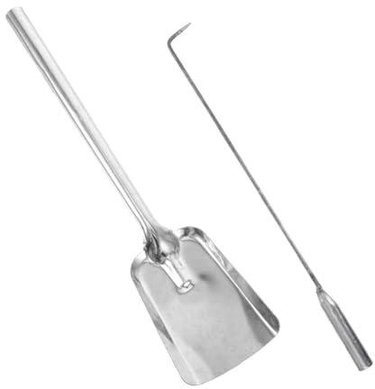 ULTECHNOVO Set pala per carbone da attizzatoio per braciere pala da attizzatoio da pinza per tronchi per braciere Strumenti per falò 45 in acciaio Silver