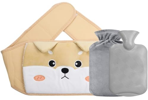 Borsa Acqua Calda 3 In 1,Morbido Indossabile Borsa Acqua Calda 1 Litro, Borsa Dell'Acqua Calda Kit con Coperchio Morbido Peluche Scaldamani, per Collo e Spalle, Schiena per Donne, Adulti e Anziani
