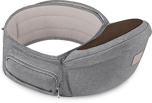 GAGAKU Portabebés, Portabebé Taburete de Cintura, Portador de Bebé Ergonómico para Bebé 0-36 Meses Recién Nacido, Gris claro