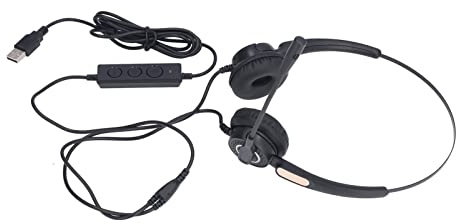 Acouto Trådbundna Telefonheadset Brusreducering Ergonomisk Justerbar Volymkontroll USB Datorheadset för Onlineklasser Reducering Antar Röstbrus och Headset Brus ENC-reducering a