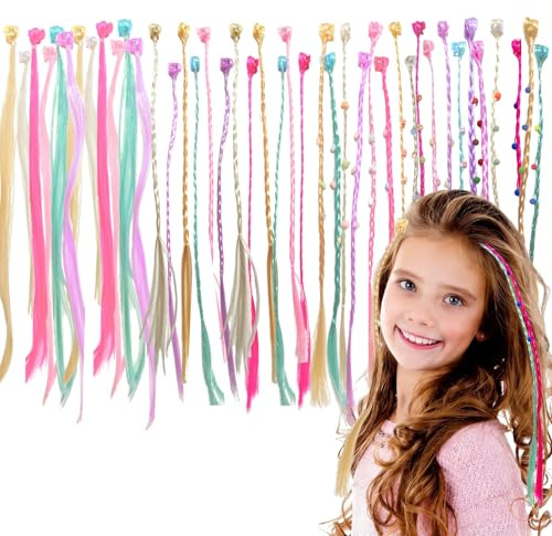 LUFFLOK 42 Pezzi Extension per Capelli Colorati con Clip Kit per Capelli