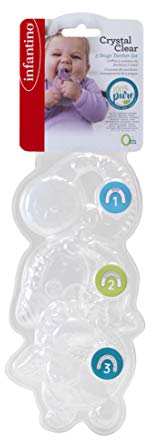 Infantino 316564-01 Infantino Transparente Beißringe – Weicher Beißring aus schadstofffreiem Material für die sensorische Entwicklung und Unterstützung beim Zahnen, mehrfarbig