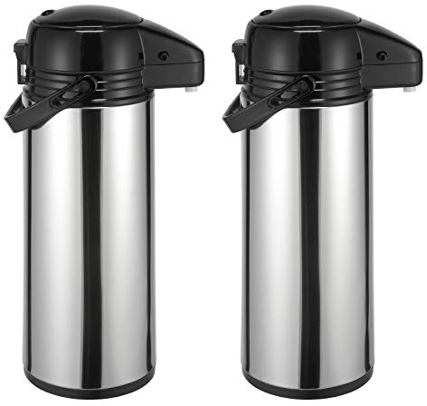 HAC24 2er Set Thermoskanne Kaffeekanne Edelstahl 1,9 Liter Isolierkanne Teekanne Thermo Kaffee Tee Kanne Airpot Pumpkanne Getränkespender