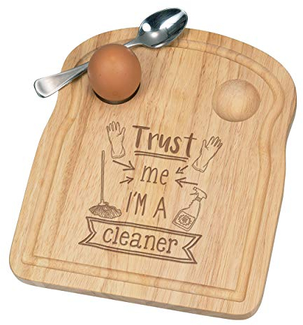 Trust Me I'm A Cleaner Breakfast Dippy Egg Cup Board Wooden Easter