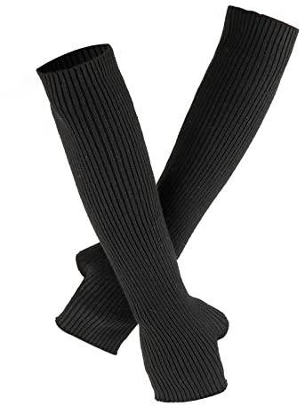 1 Paar Armstulpen Damen, Langärmlige Armstulpen Kaschmir Fingerlose Armstulpen Lang mit Daumenloch für Frauen Bei Kaltem Wetter (Schwarz)