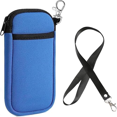 Jlyifan Neoprene Mobile Phone Sleeve Case Neck Lanyard Pouch for iPhone 16 Plus 17 16 15 14 13 12 11 Pro Max Samsung Galaxy S25 Ultra A15 A25 A35 A56 A36 A26 Google Pixel 8 Pro (Blue)