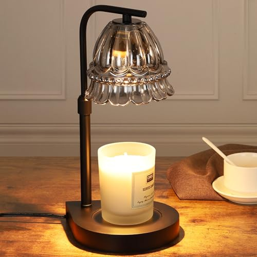 Noctiluxia Lampada Profumata Scalda Candela, con Timer 2/4/8h, Dimmable, Altezza Regolabile, Candle Profumo per Casa Decorazione, con 2 Lampadine (Nero)
