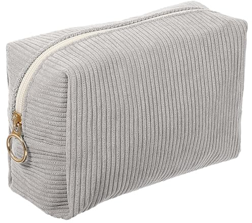 AOZUO Trousse de maquillage petite, trousse de maquillage de voyage pour femme avec fermeture éclair, grande capacité, trousse de maquillage, organisateur d'accessoires de voyage (gris)