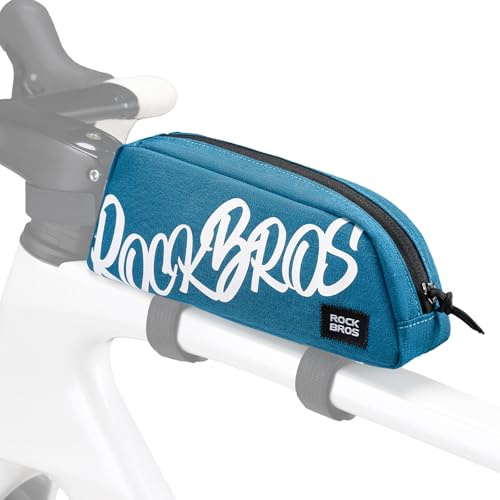 ROCKBROS Borsa Telaio Bici, 8L Borsa Tubo Anteriore per MTB, Bici da Corsa, Ciclismo, Facile Installazione, Bordi Sottili, Nero/Blu/Rosso