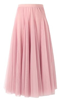 BrightGlow Gonna lunga in tulle da donna, linea A, midi, sottogonna, a strati, a pieghe, gonna in tulle da donna con vita alta, vestito da palco, in rete, tutu, gonne per matrimonio e feste, Colore