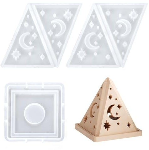 Resin Moulds, Moon Pyramid Shape Candle Holder Mould | Tealight Holder Molds for Holding Candles Home Decor