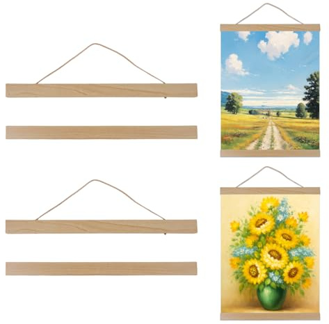 2 Piezas Colgador para Carteles de Madera, 31 cm Barra Magnética para Pósteres, Colgador de Cartel Magnético, Marco Magnetico Poster, Colgadors para Póster, para Pósters, Fotografías, Obras de Arte