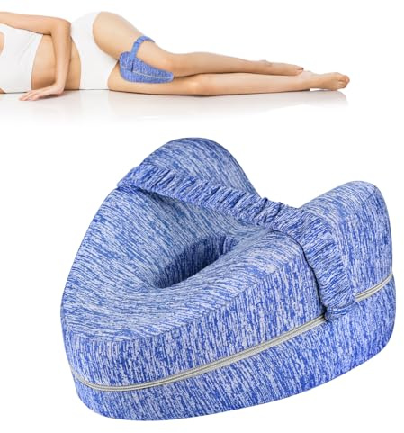 Leg Pillow - Knee Pillow for Sleeping on Side, Ergonomic Tapered Design Supports Hips, Memory Foam Leg Pillows for Sleeping on Side Contour to Your Body, Washable & Removable Leg Support Cushion