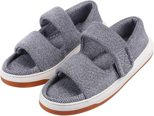 ITODA Pantofole da donna per diabetici, vestibilità larga, pantofole gonfie, punta aperta, comode, per anziani, antiscivolo, pantofole per gravidanza, traspiranti, per edema, scarpe diabetiche, Blu