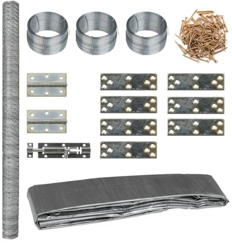 Mhdvray Recinto para gallineros de metal, 268 x 100 x 190 cm, para aves de corral, establo estable con techo de polietileno y puerta con cerradura, recinto para animales pequeños para patos, gansos y