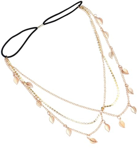 IMUSINICE Diadema para Mujer Cadena de Aleación Dorada y Hojas, Adorno Cabeza Cristales y Borlas, Adecuado para Boda o Look de Playa