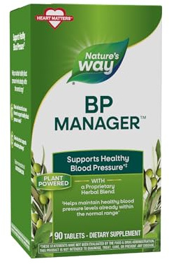 Nature's Way BP Manager, Supports Healthy Blood Pressure(1) & Heart Health*, with Stevia, Hawthorn, & Olive Leaf Extracts, 90 Tablets (Packaging May Vary)