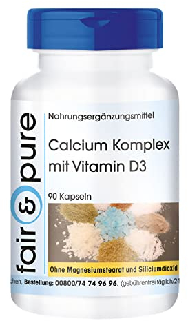 Fair & Pure® - Calcium Komplex mit Vitamin D3 (Cholecalciferol) und Magnesium - 90 Kapseln - ohne Magnesiumstearat - Mineralstoff-Komplex