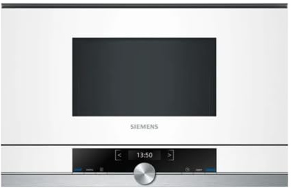 Siemens MDA BF634LGW1 iQ700 - Microondas integrable / encastre sin marco sin grill, 21 L, 900 W, color blanco con acero inoxidable