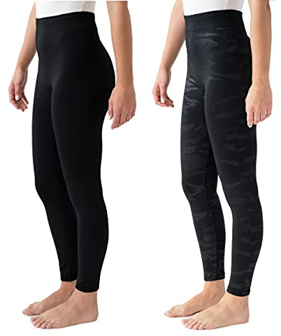 MUK LUKS womens Muk Luks® Women's 2 Pack of Leggings Hosiery, Black/Black, Large-X-Large US