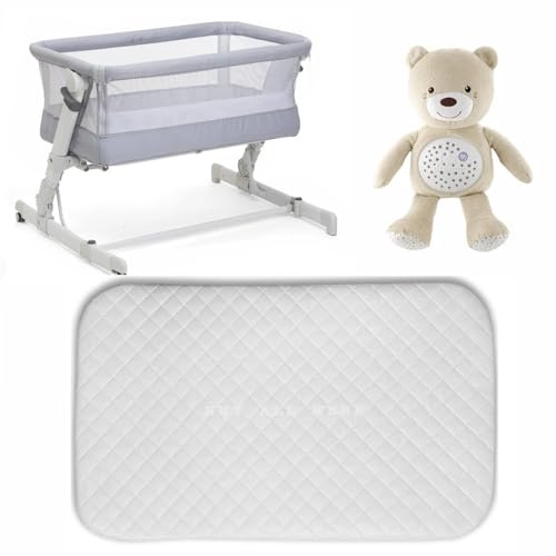 Next2Me Foam Mattress for Chicco & Tutti Bambini Cozee Bedside Crib - Anti Fungle Quilted Cover Replacement Mattress for Next 2 Me Bedside Crib - 83 x 50 x 5cm - Made in UK