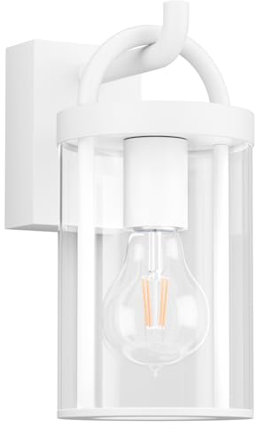 Klighten Lampada da Parete Esterno Vintage, E27 Applique da Parete Industrial, Luci da parete Esterna, Lampada da Muro industriale, Per Giardino Portico, 40W Max, IP44, Bianco, Non Inclusa Lampadina