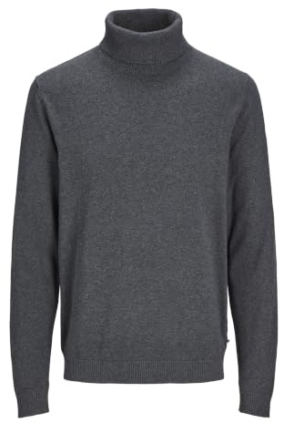 Jack & Jones Homme Jjebasic Knit Roll Neck Noos Pull en Tricot, Dark Grey Melange, L EU