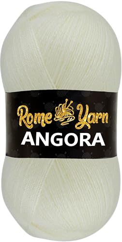 Angora Yarn #2 Fine Sport 3 plis, 80 % acrylique, 20 % laine | Fil à tricoter à la main | Fil pour crochet (1 paquet, 25 crème)